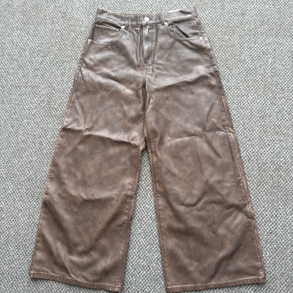 Brown Free People Wide-Leg Pants